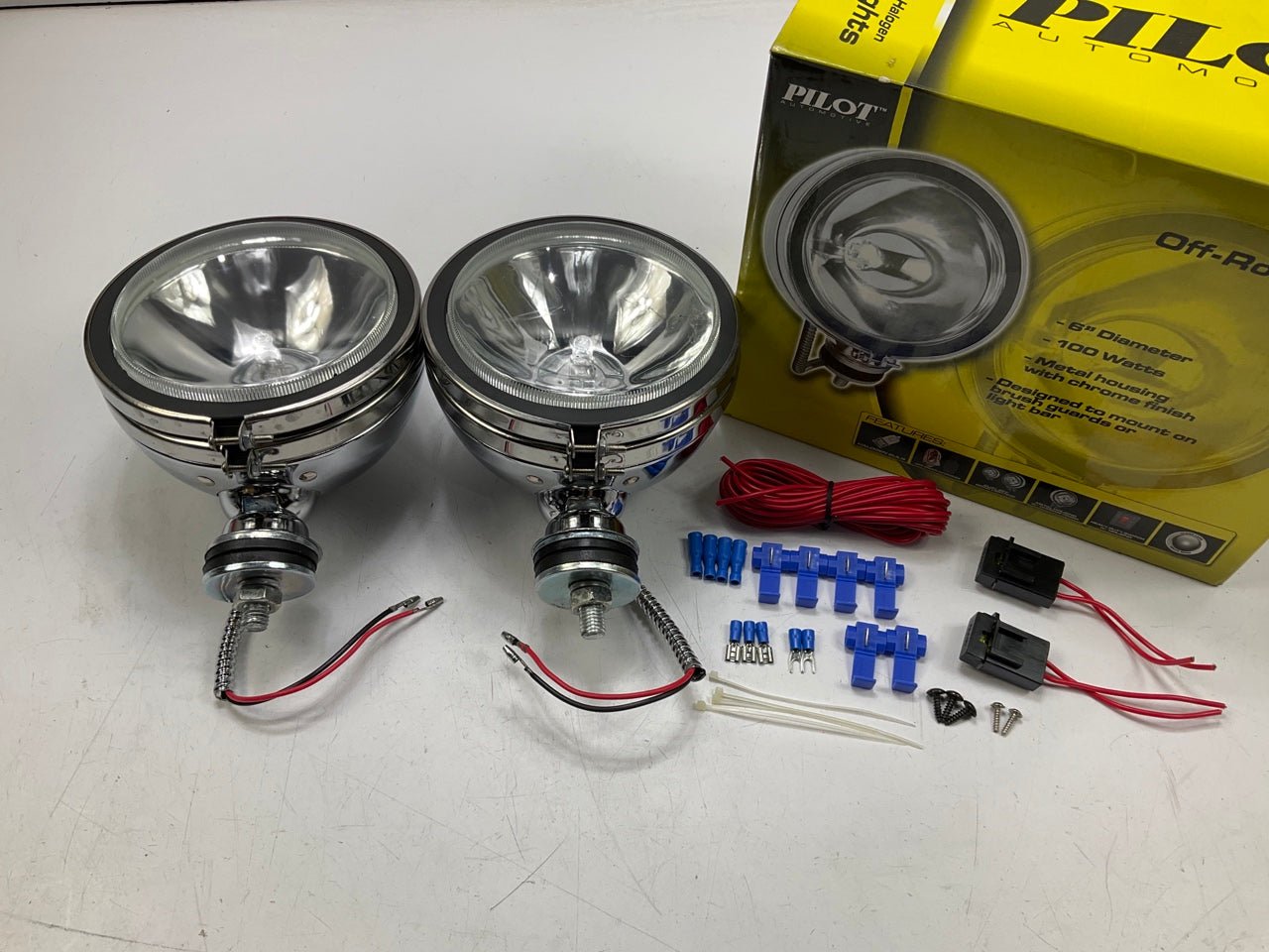 MISSING SWITCH Pilot NV802CP  6'' 2x100W Round Chrome Housing Driving Beam Lights