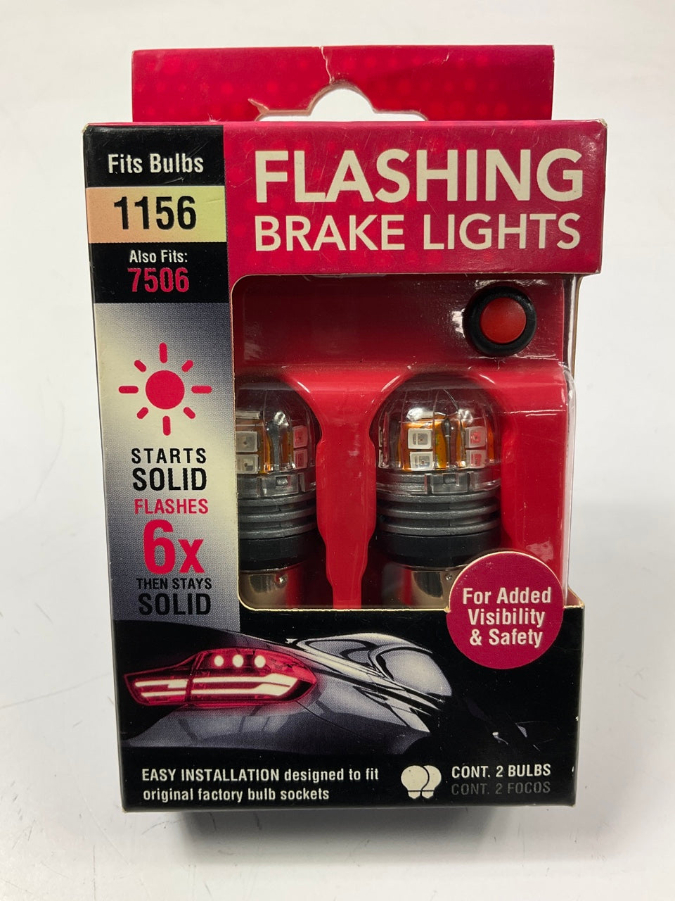 Pilot P25-IL115615RB Flashing RED Brake Light Bulb, 2 PC, For 1156, 7506 Bulbs