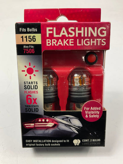 Pilot P25-IL115615RB Flashing RED Brake Light Bulb, 2 PC, For 1156, 7506 Bulbs