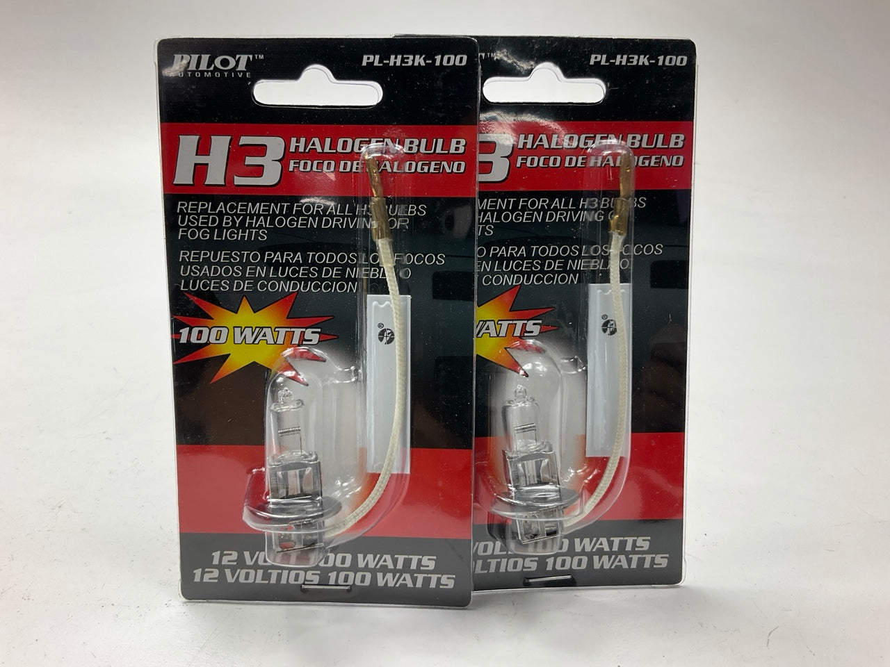 (2) Pilot PL-H3K-100 Halogen Replacement Light Lamp Bulbs H3 12V 100W