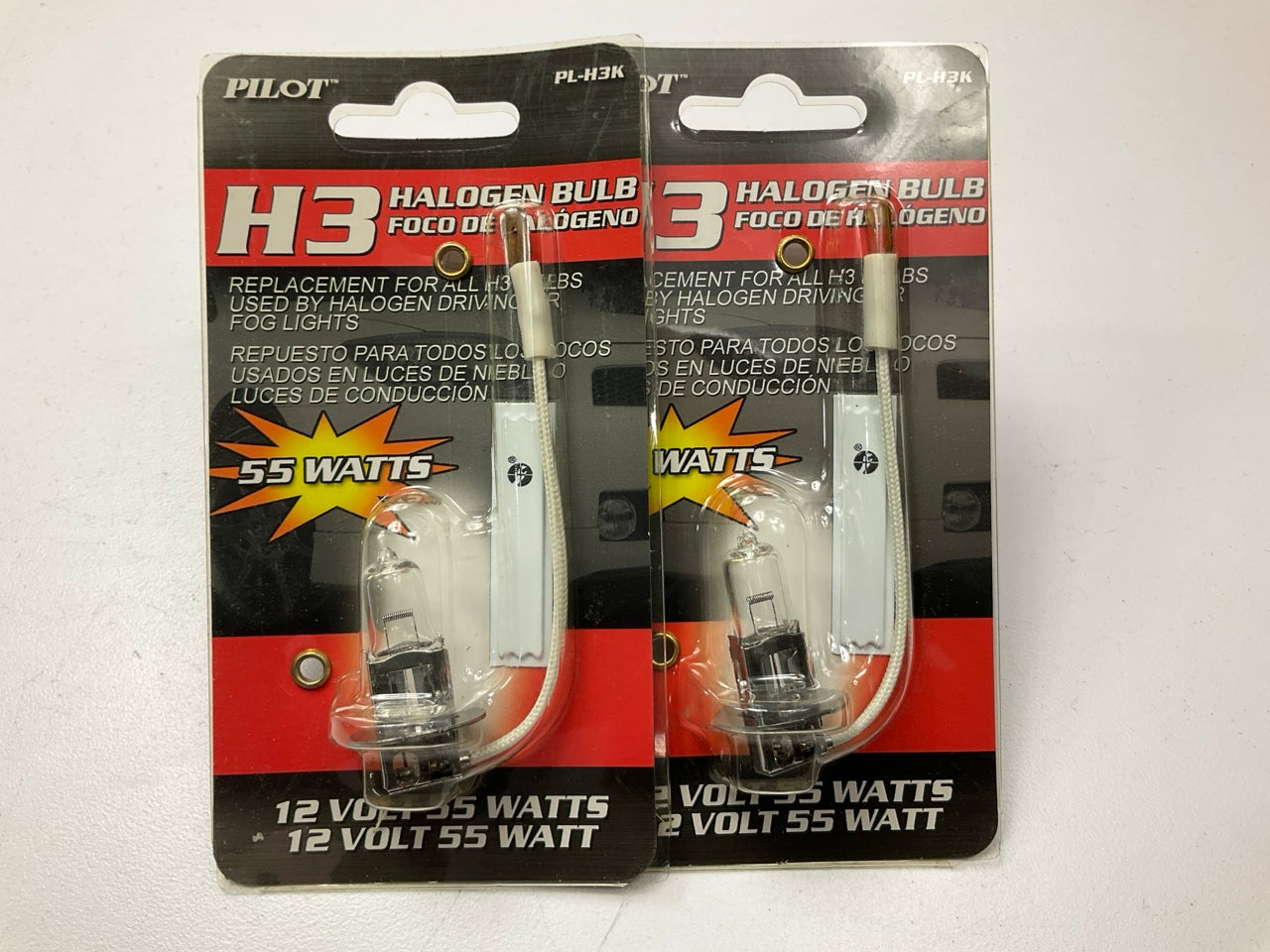 (2) Pilot PL-H3K H3 Halogen Replacement Fog Light Lamp Bulbs, 12V, 55 Watt