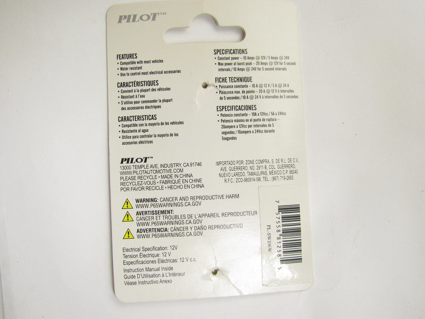 Pilot PLSW106W 12V Universal Rocker ON-OFF Switch ''ZOMBIE TARGETING SYSTEM''