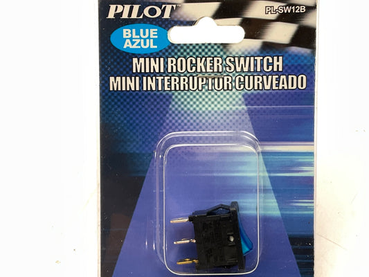 Pilot PL-SW12B - Universal Mini Rocker Illuminated Blue Switch 12V