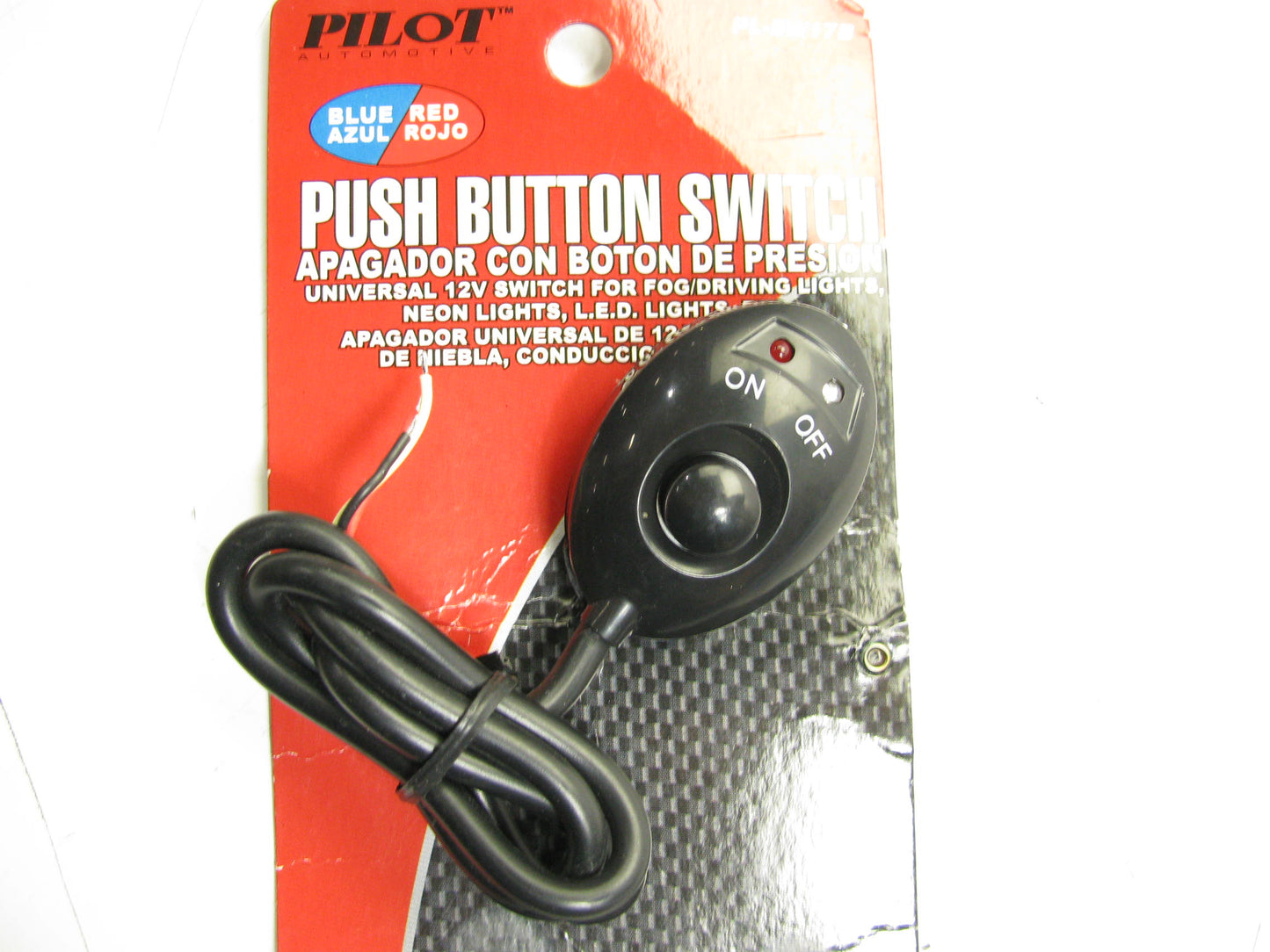 Pilot PL-SW17B Universal ON-OFF Black Push Button Switch W/ Blue-Red L.E.D.