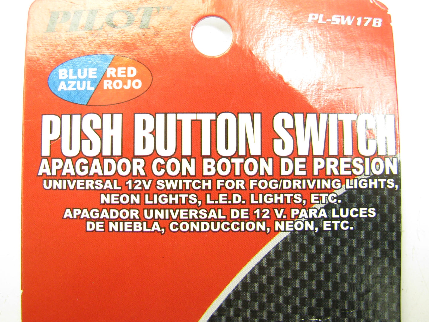 Pilot PL-SW17B Universal ON-OFF Black Push Button Switch W/ Blue-Red L.E.D.