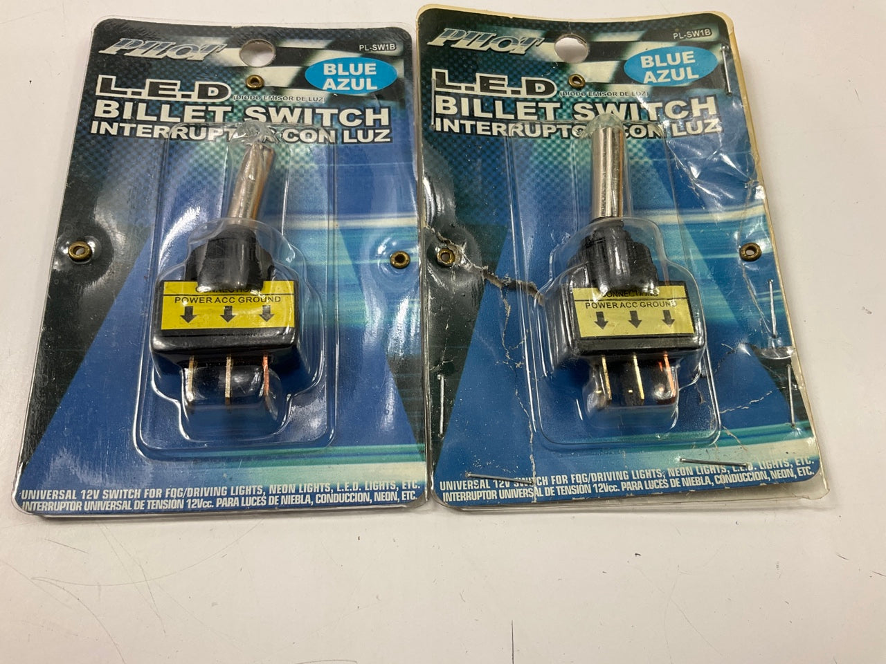 (2) Pilot PL-SW1B Billet Toggle Switch With Blue L.E.D. Indicator, 12V 15A Max