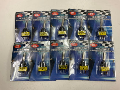 (10) Pilot PL-SW1X Universal Billet Toggle Switch (Red LED, 12V) ON-OFF Switch