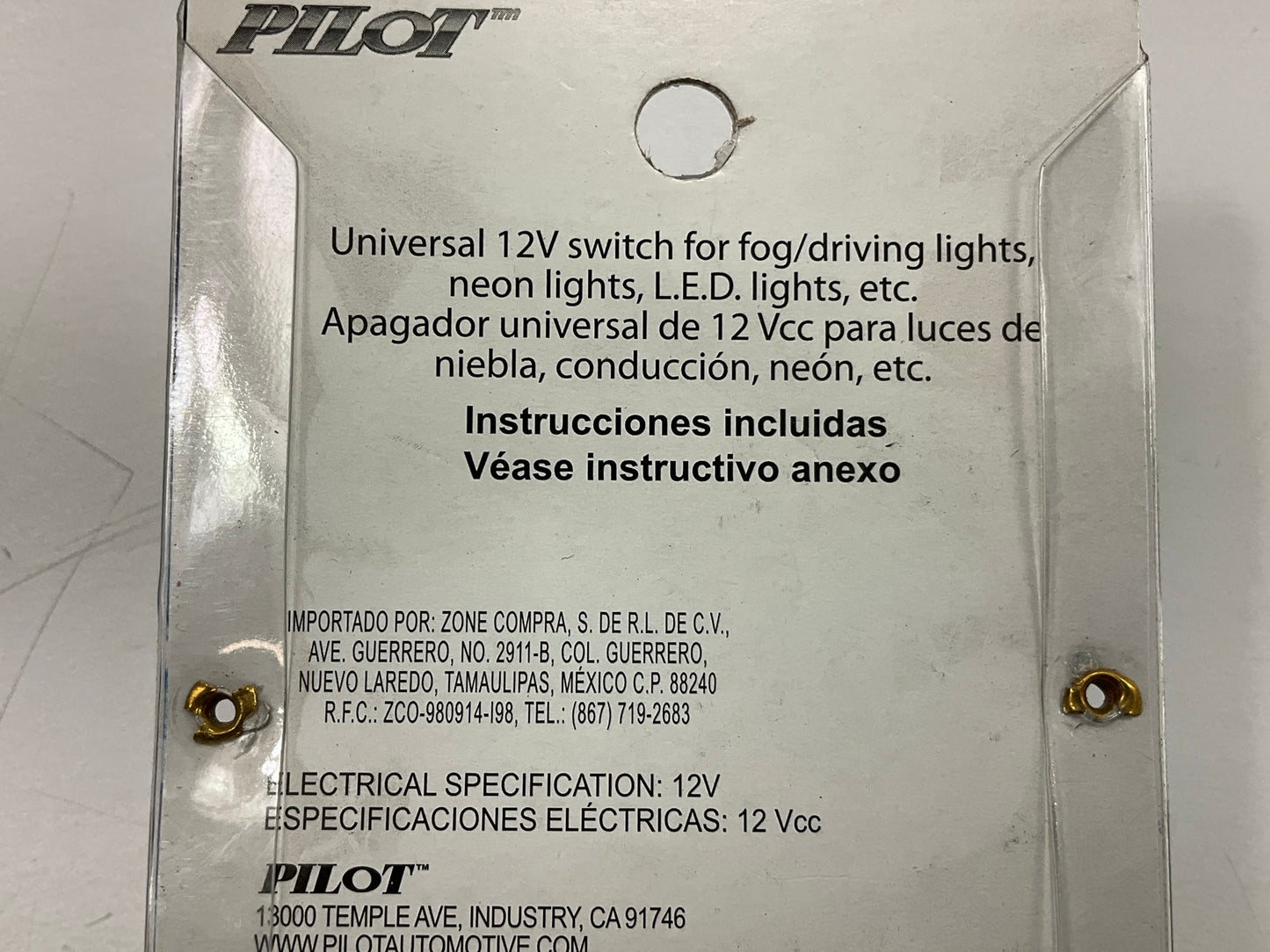 (10) Pilot PL-SW1X Universal Billet Toggle Switch (Red LED, 12V) ON-OFF Switch