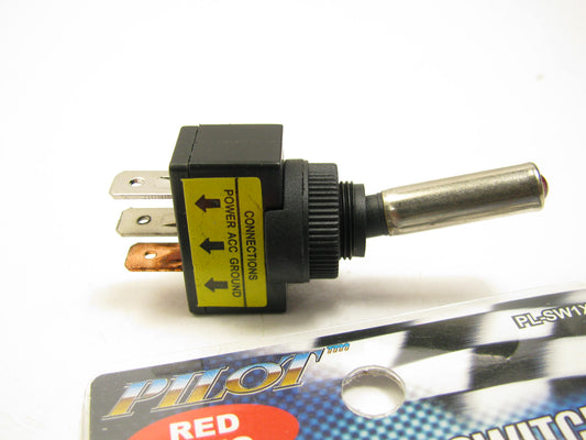 Pilot PL-SW1X Universal Billet Toggle Switch (Red LED, 12V) ON-OFF Switch