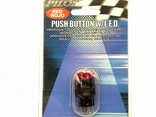 Pilot PL-SW60R Push Button Red LED Switch, 12V 5/8'' Hole