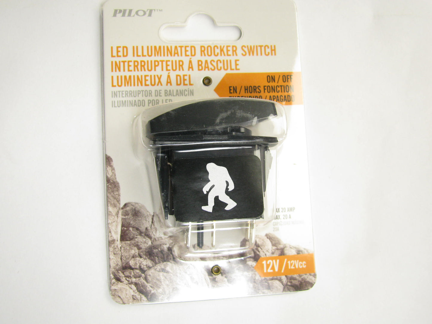 Pilot PL-SW67W Universal 12V White LED Rocker Switch ''SASQUATCH LIGHTS'' ON-OFF
