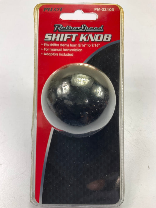 Pilot PM-22105 Manual Retro Black Shift Knob For Stems From 5/16'' To 9/16''