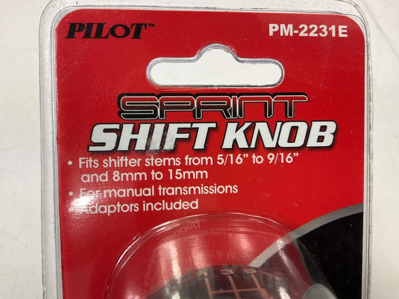 Pilot PM-2231E Manual Transmission Shift Knob, For 5/16'' To 9/16'' W/ Adapters