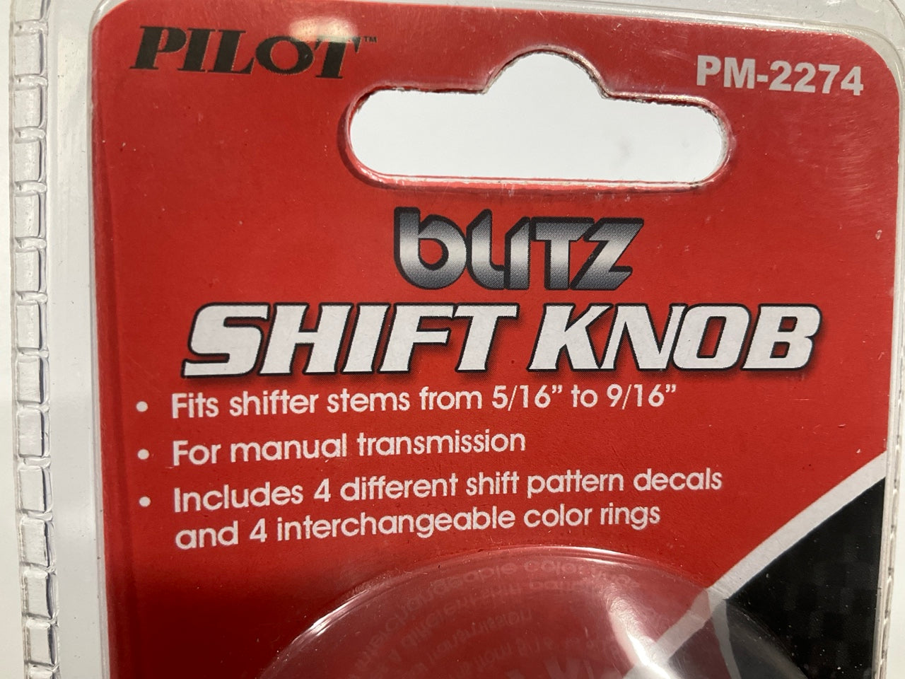 Pilot PM-2274 Manual Trans Shift Knob, For 5/16'' - 9/16'', W/ 4 Color Rings