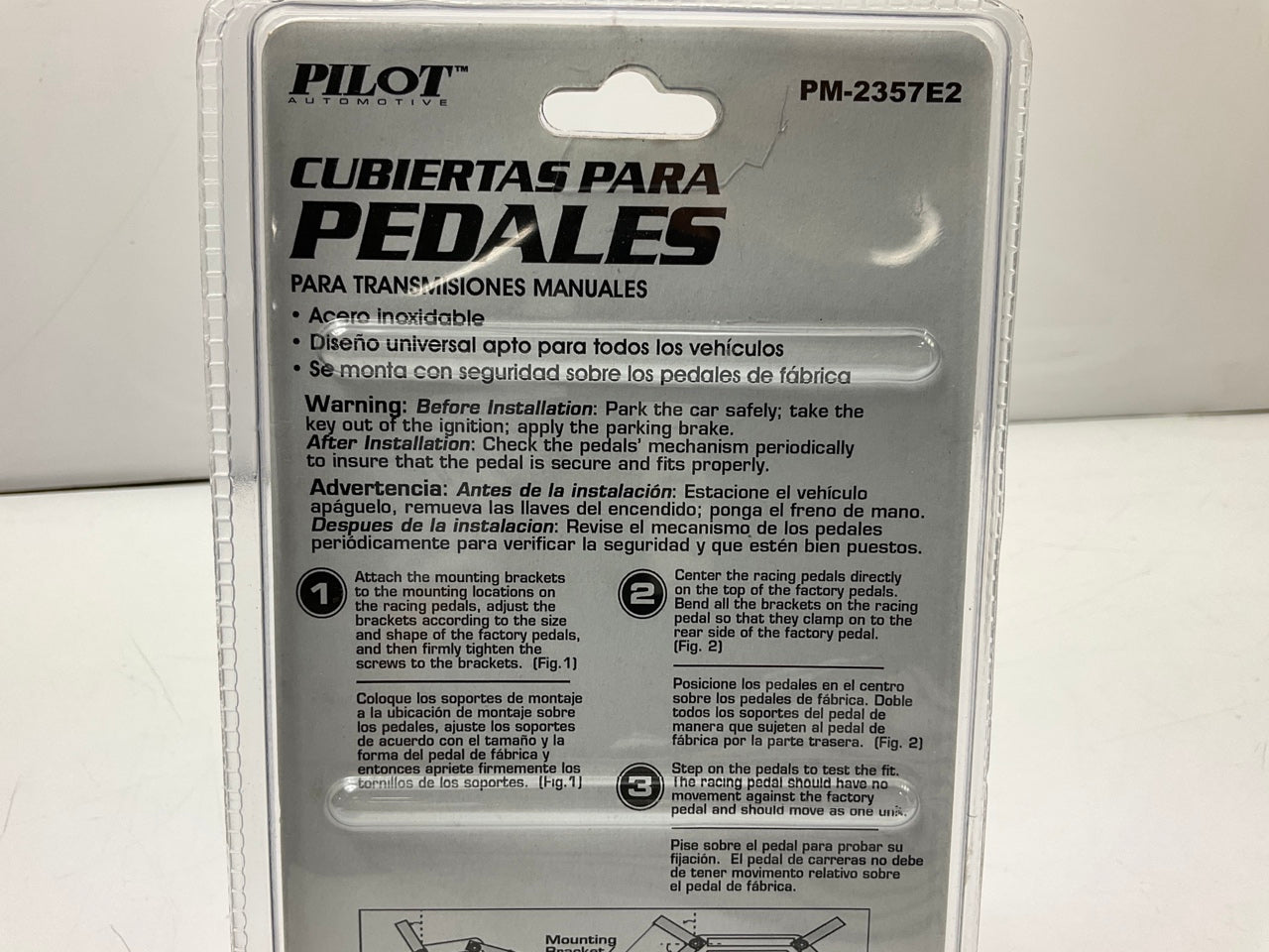 Pilot PM-2357E2 Universal Manual Transmission Stainless Pedal Pads