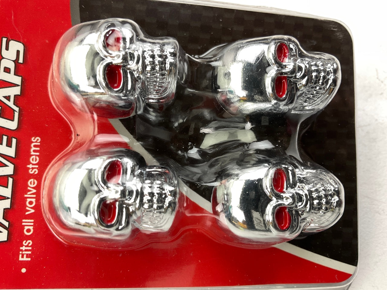 Pilot Automotive PM-342C Skull Tire Valve Caps - Chrome - Set Of 4