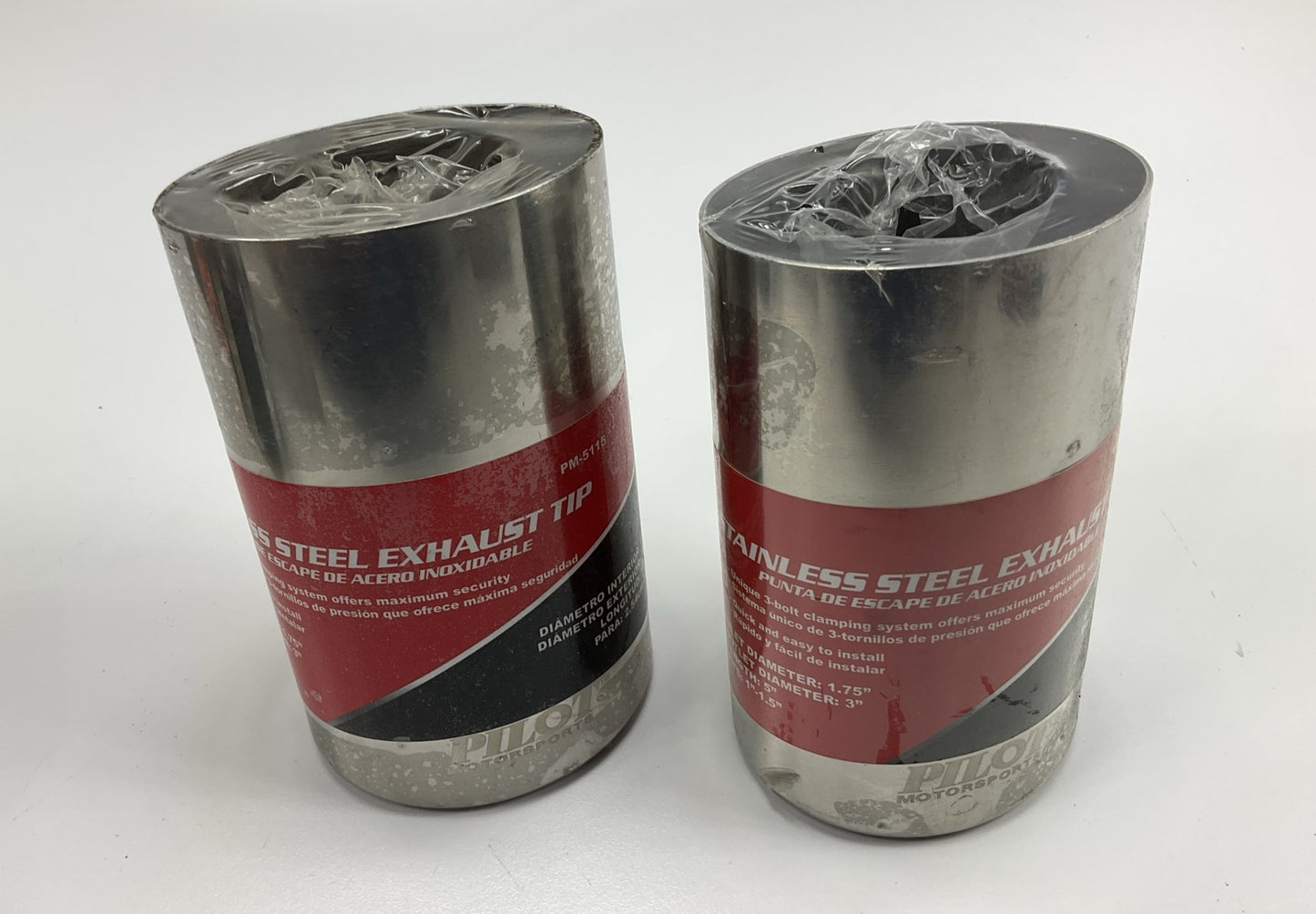 (2) Pilot PM5115 Stainless Steel Oval Angle Cut Bolt-On Exhaust Tip (2'' Inlet)