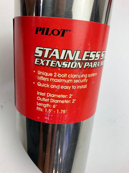 (2) Pilot PM5121 6'' Stainless Steel Exhaust Tip, Slant Cut, 1-3/4''-2-1/8''