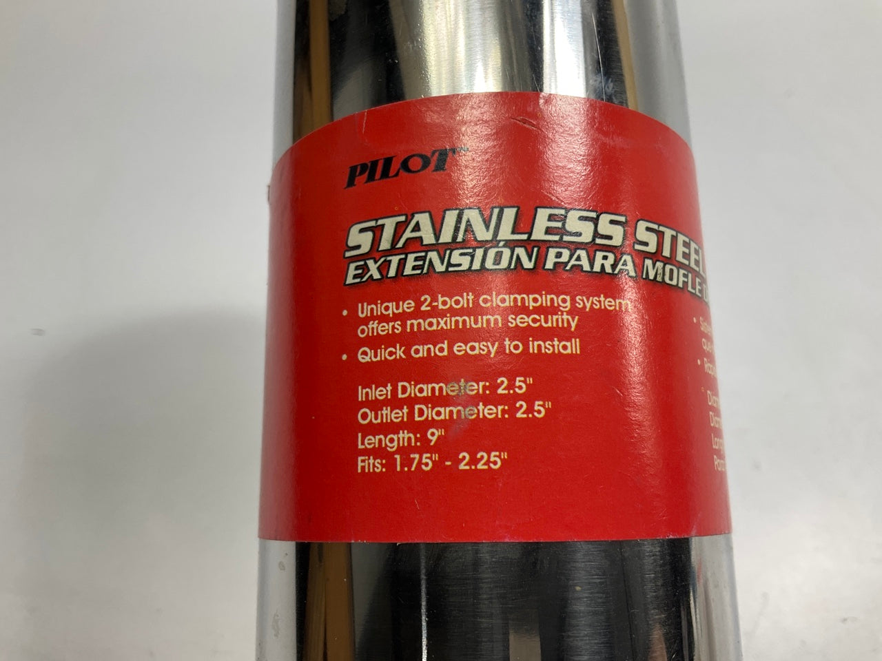 OPEN BOX - Pilot PM5125 Stainless Steel Exhaust Tip 9''x2.5''x2.5'' For 1.75''-2.25''