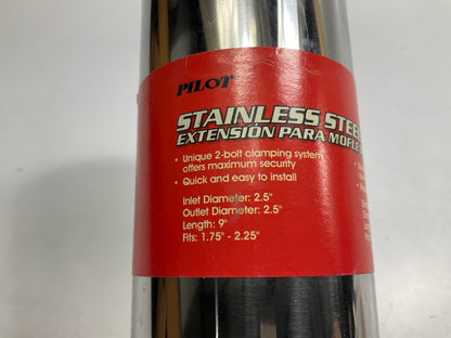 OPEN BOX - Pilot PM5125 Stainless Steel Exhaust Tip 9''x2.5''x2.5'' For 1.75''-2.25''