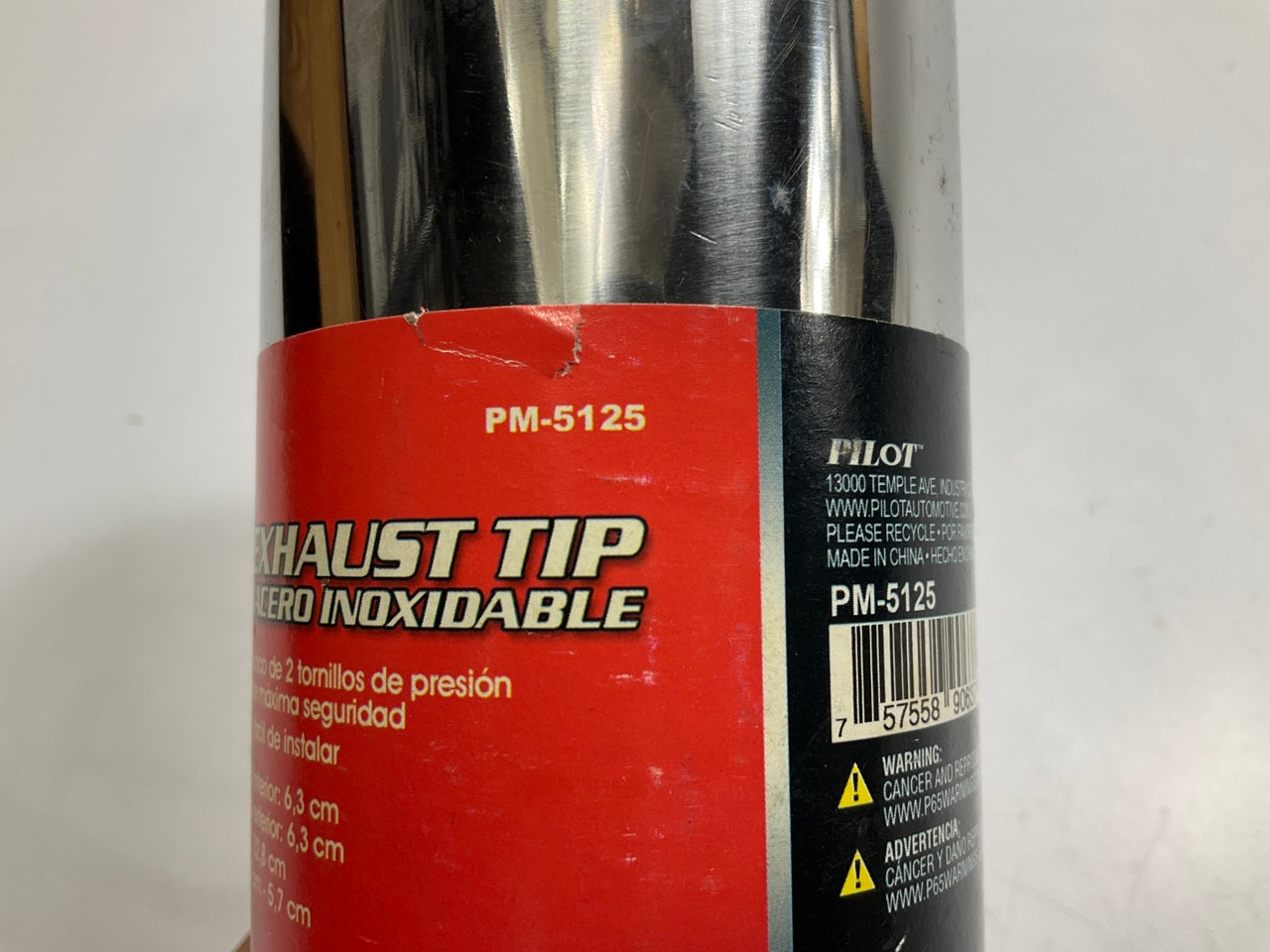 OPEN BOX - Pilot PM5125 Stainless Steel Exhaust Tip 9''x2.5''x2.5'' For 1.75''-2.25''