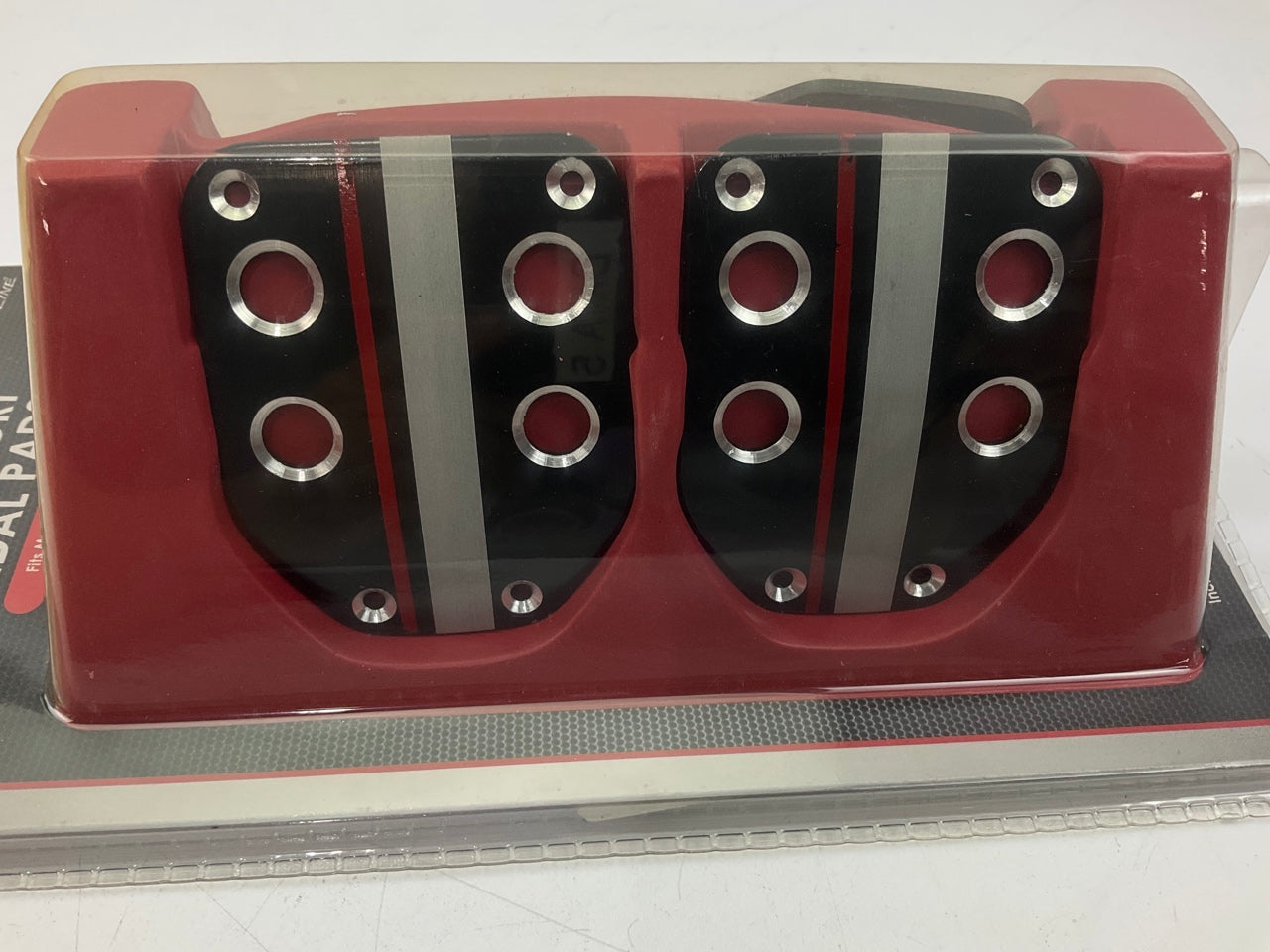 Pilot PM2388 Redline Rally Aluminum Manual Pedal Pad Set , Red & White Stripe