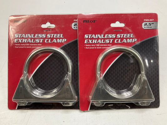 (2) Pilot Automotive PMD-607 2.5'' Stainless Steel Car Muffler Exhaust Clamp