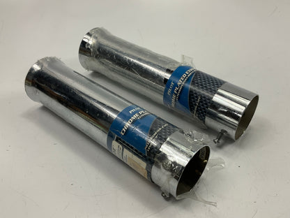 (2) Pilot PMZ008 Chrome Plated Exhaust Extension Tips 2-1/8'' Inlet X 9'' Length