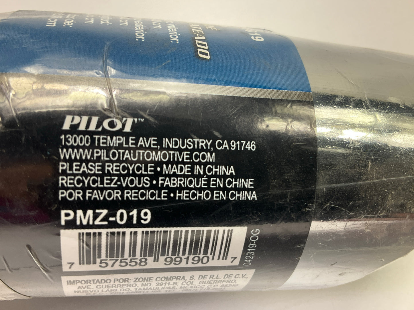Pilot PMZ-019 Exhaust Tip Custom Chrome Plated 2.125'' Inlet, 9'' Length