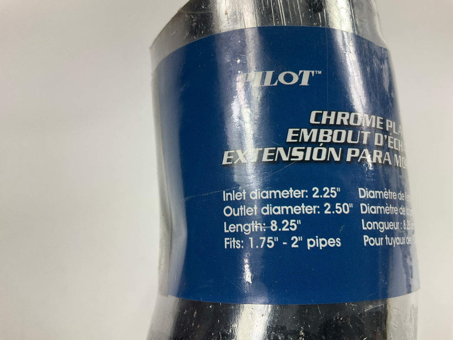 Pilot PMZ020 Chrome Plated Exhaust Tip 8.25'' Long, For 1.75'' To 2'' Exhaust Pipe