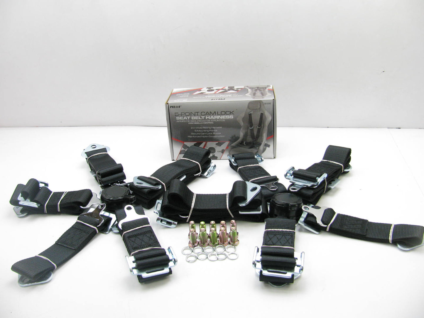 (2) Pilot SB008E Universal 2'' Wide Racing 5-point Safety Harness Belt Straps SET