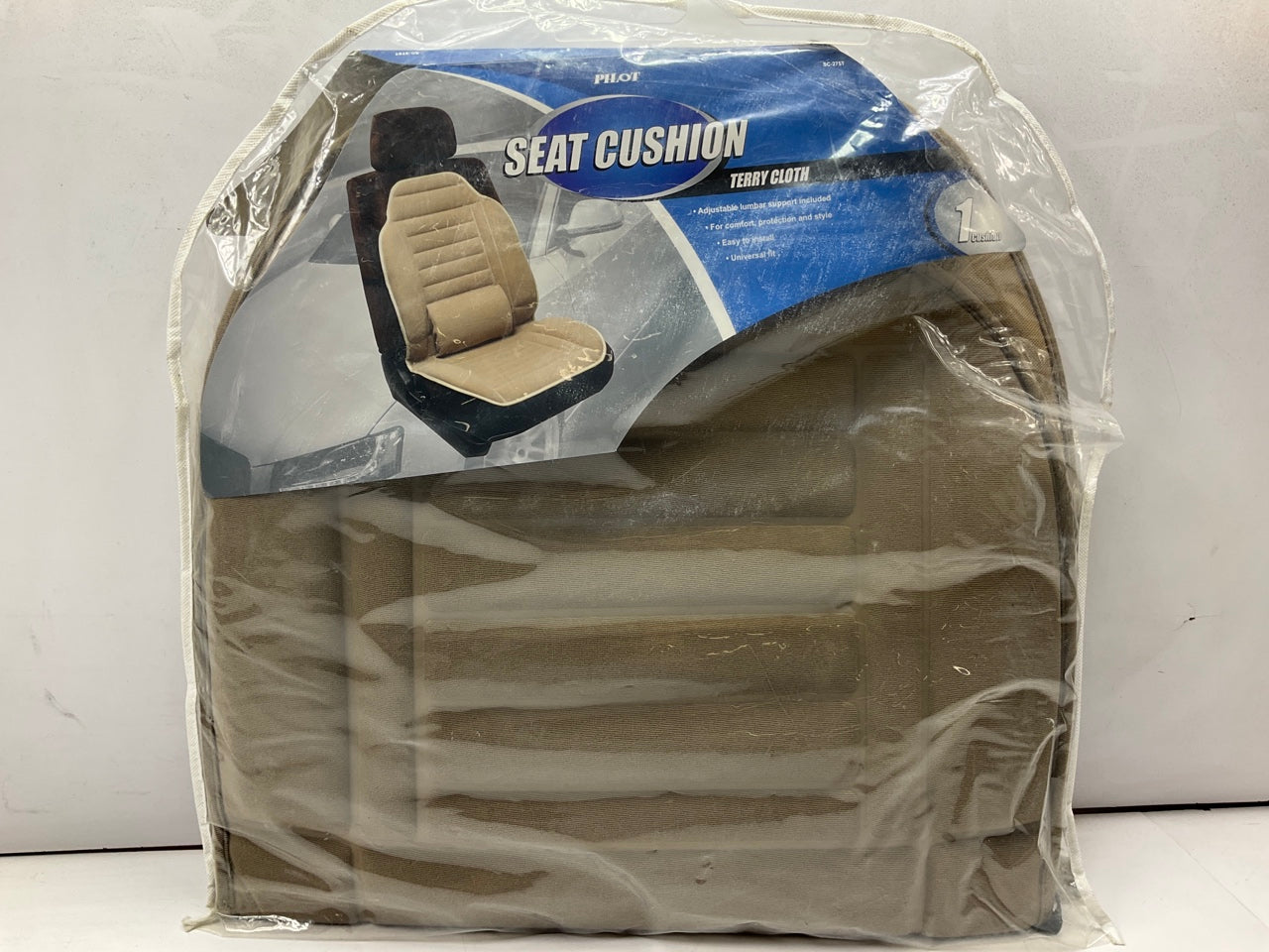 Pilot SC-275T Terry Cloth Tan Seat Cushion With Lumbar Support, 1 PC