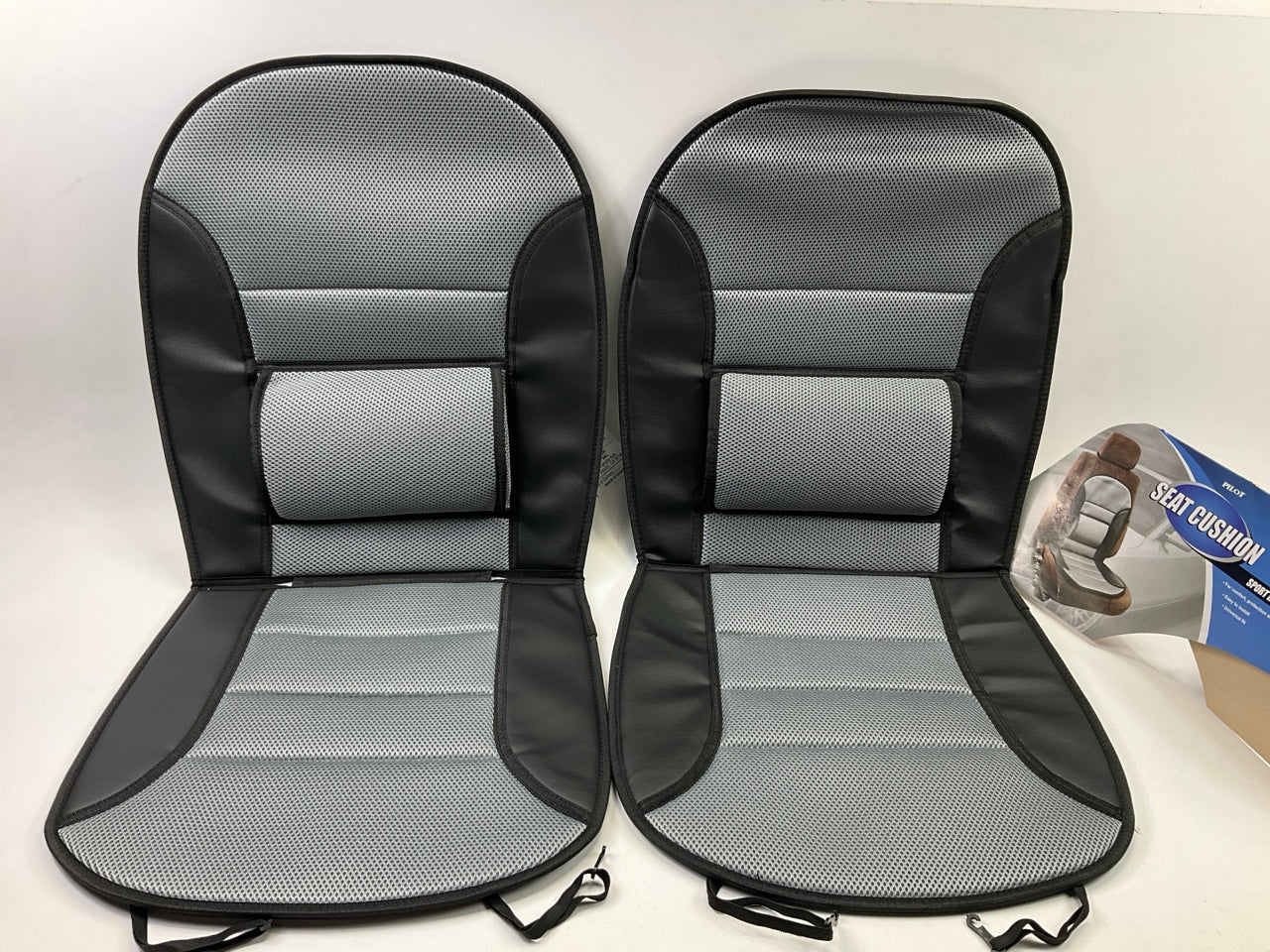 (2) Pilot Automotive SC278G Black Gray Simulated Leather Seat Cushions Universal