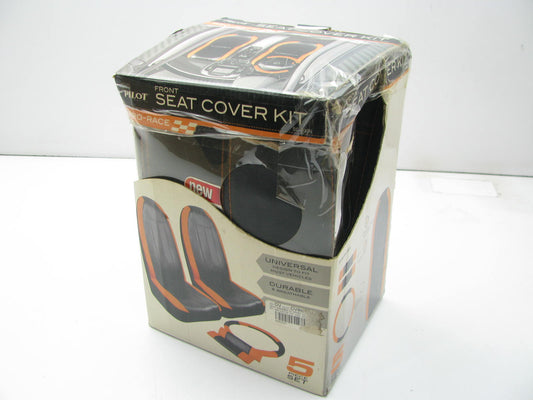 Pilot SC-306N Seat Cover Sport Synthetic Leather Kit, Orange, 5 PC