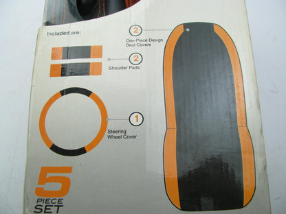 Pilot SC-306N Seat Cover Sport Synthetic Leather Kit, Orange, 5 PC