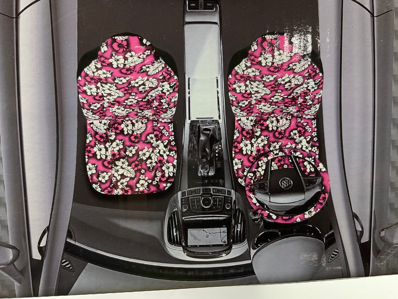 Pilot SC-308P PINK Front Seat Cover Kit W/ Steering Wheel Cover & Seat Belt Pads