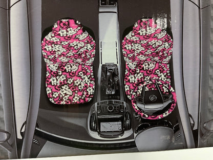 Pilot SC-308P PINK Front Seat Cover Kit W/ Steering Wheel Cover & Seat Belt Pads