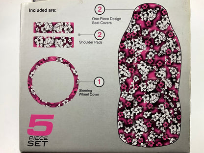 Pilot SC-308P PINK Front Seat Cover Kit W/ Steering Wheel Cover & Seat Belt Pads