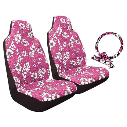 Pilot SC-308P PINK Front Seat Cover Kit W/ Steering Wheel Cover & Seat Belt Pads