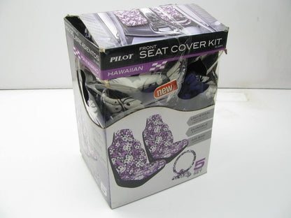 Pilot SC-308PU Seat Cover Kit, Shoulder Pads & Wheel Cover, 5PC, Purple Flowers