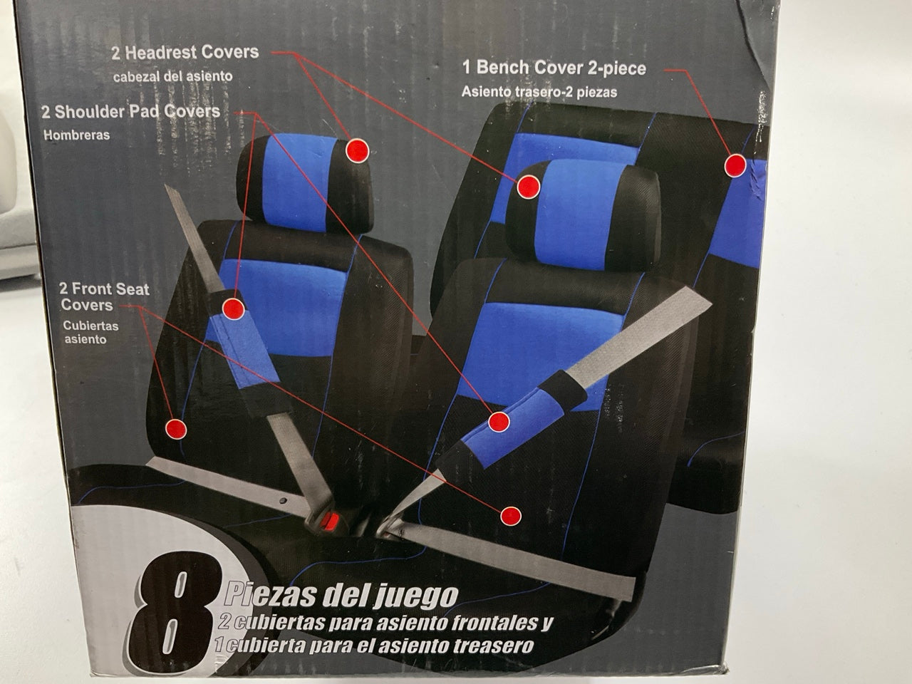 Pilot SC310B 8-PC Blue Sport Mesh Seat Cover Kit: (2) Front Seats & Rear Bench