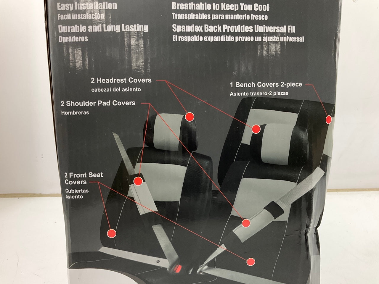 Pilot SC-310G Sport Mesh Black/Gray Seat Cover Combo Kit, 8 Pieces
