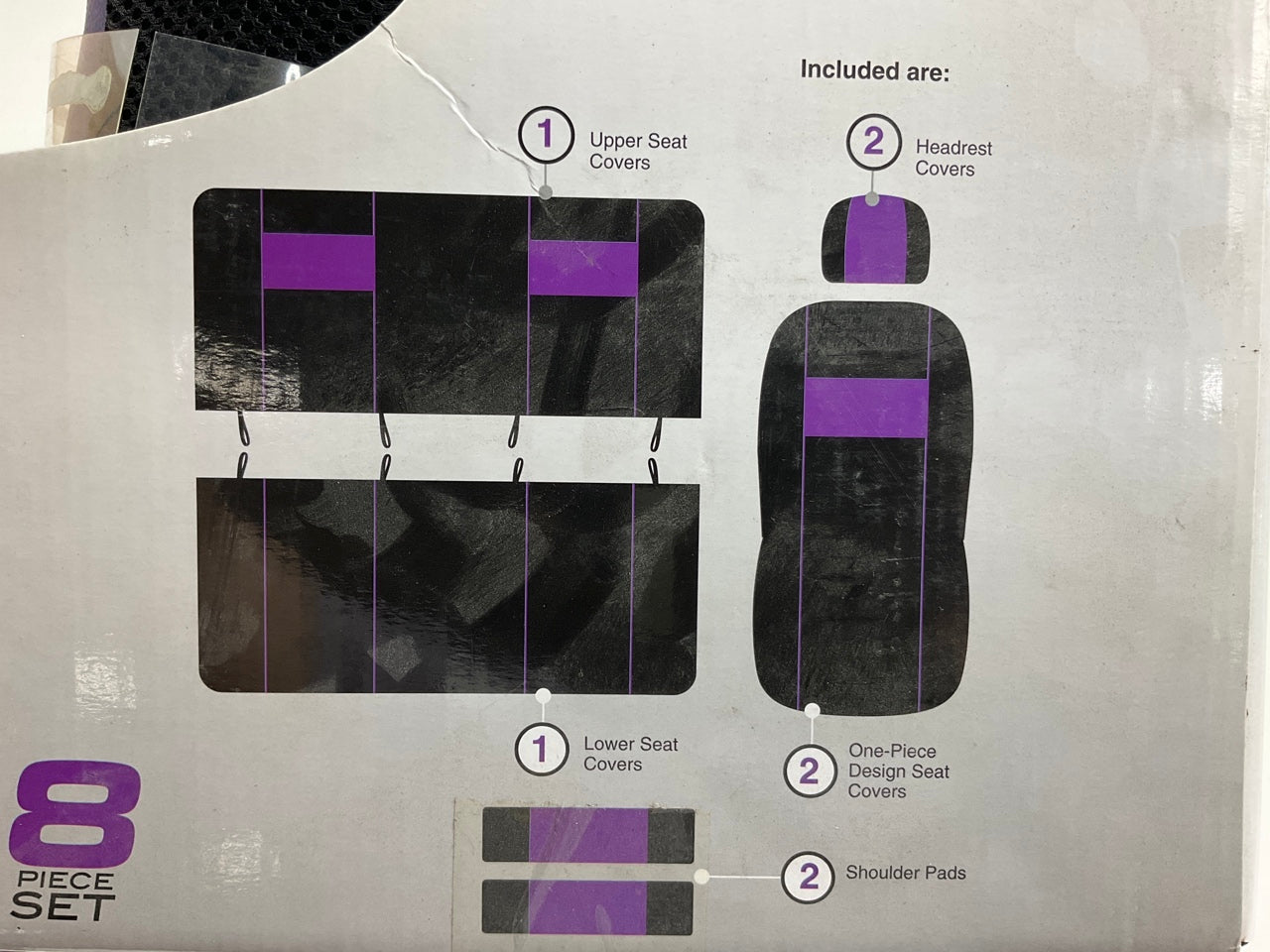 Pilot SC-310PU Sport Mesh Black/Purple Seat Cover Kit - 8 Piece