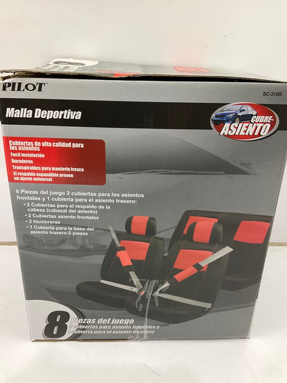 Pilot SC-310R Sport Mesh Black / Red Seat Cover Combo Kit, 8 Piece