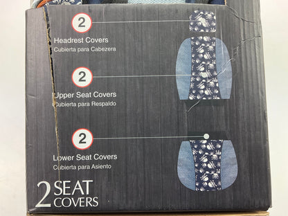 Pilot Automotive SC-473 Stonewash Denim With Tiny Skulls Inset Seat Covers, PAIR