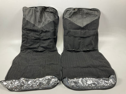 (2) Pilot SC-568 Low Back/ High Back Seat Cover, Black Leather & Sequins