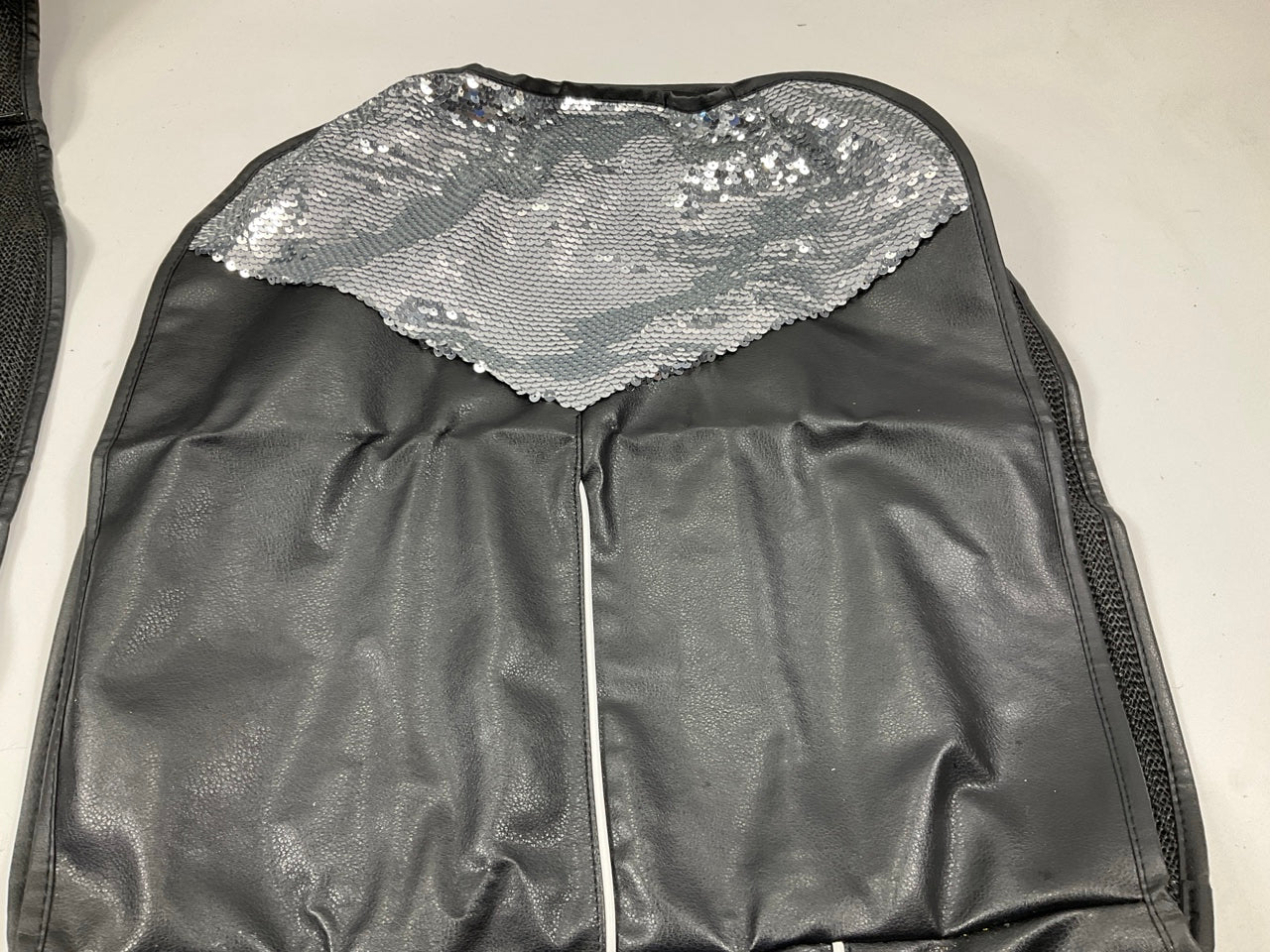 (2) Pilot SC-568 Low Back/ High Back Seat Cover, Black Leather & Sequins