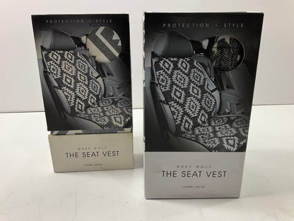 (2) Pilot Automotive SC-569 Wool Seat Vest, Black / Gray Seat Cover Aztec Design