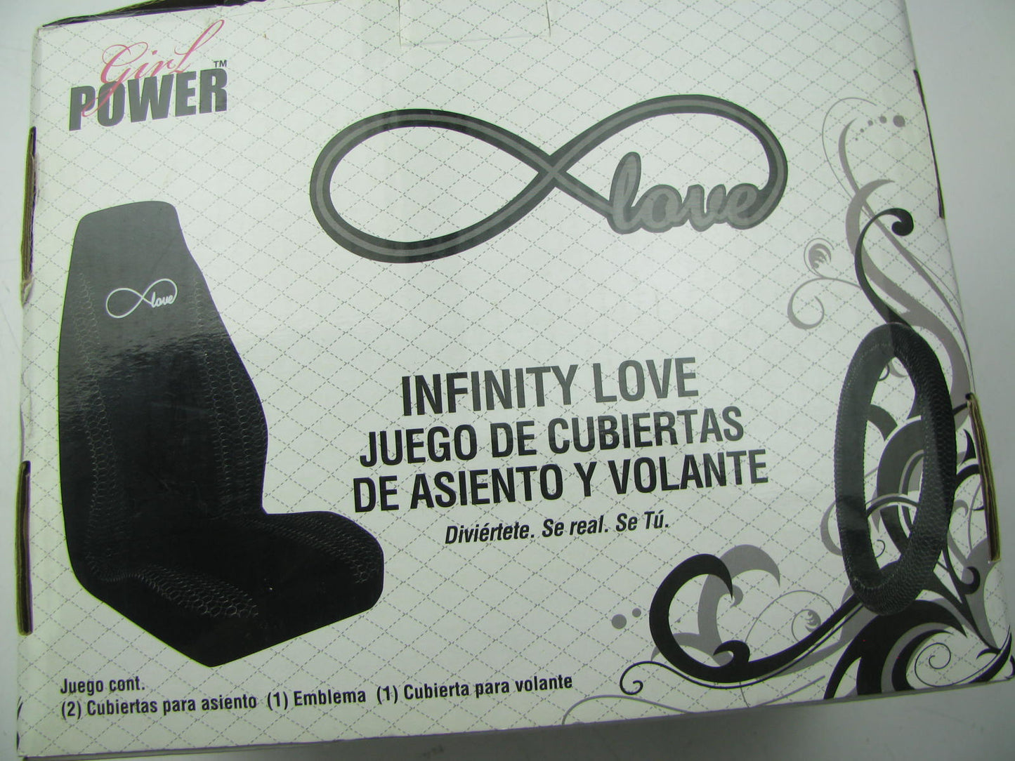 Pilot SC606 ONE Seat Cover & Steering Wheel Cover Kit, Infinity Love Emblem Logo