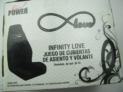 Pilot SC606 ONE Seat Cover & Steering Wheel Cover Kit, Infinity Love Emblem Logo
